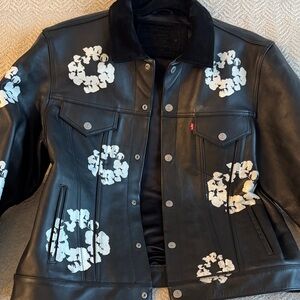 Floral Patterned Leather Jacket